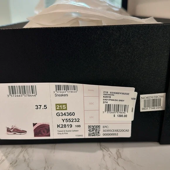 CHANEL pink and grey tweed sneakers size 37.5 - Picture 12 of 12